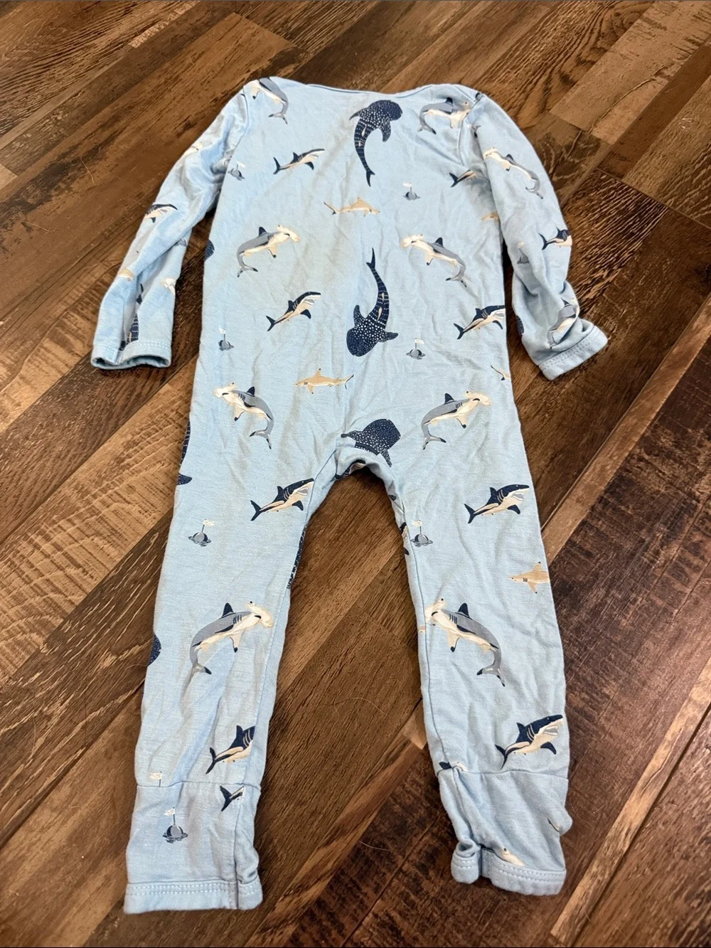 Kyte BABY Blue Shark & Manta Ray Zip Footed One-Piece